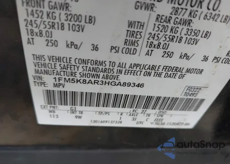 2017 Ford Explorer Police Interceptor from USA, damaged, VIN 1FM5K8AR3HGA89346